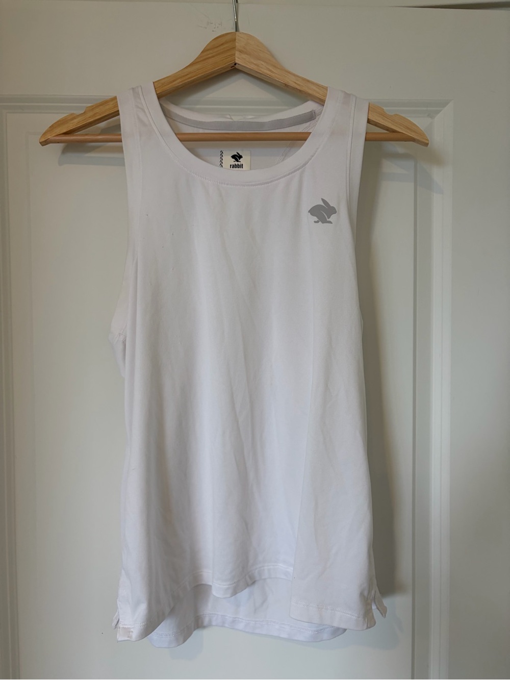 Rabbit White Athletic Tank Top with Subtle Logo